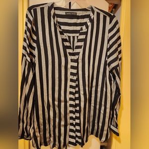 Mandy Evans large black and silver striped blouse